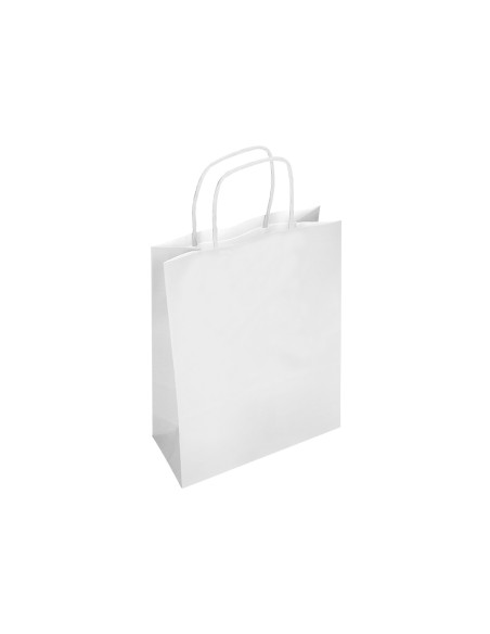 Bolsa papel q connect celulosa blanco m con asa retorcida 270x370x12 mm