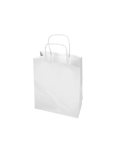 Bolsa papel q connect celulosa blanco m con asa retorcida 270x370x12 mm