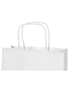Bolsa papel q connect celulosa blanco m con asa retorcida 270x370x12 mm