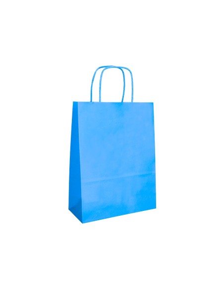Bolsa papel q connect celulosa celeste s con asa retorcida 240x320x10 mm