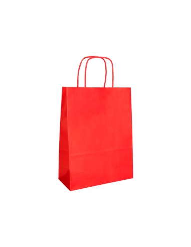 Bolsa papel q connect celulosa rojo s con asa retorcida 240x320x10 mm