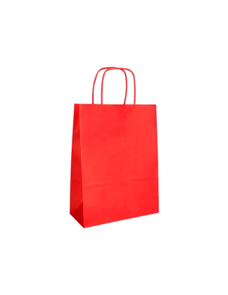 Bolsa papel q connect celulosa rojo s con asa retorcida 240x320x10 mm