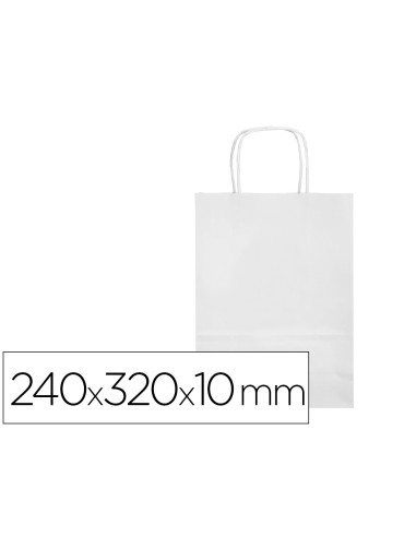 Bolsa papel q connect celulosa blanco s con asa retorcida 240x320x10 mm