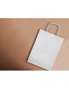 Bolsa papel q connect celulosa blanco s con asa retorcida 240x320x10 mm