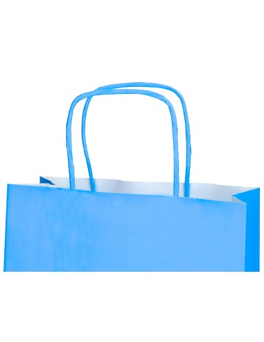 Bolsa papel q connect celulosa celeste xs con asa retorcida 180x240x80 mm