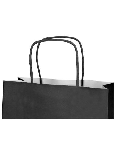 Bolsa papel q connect celulosa negro xs con asa retorcida 180x240x80 mm