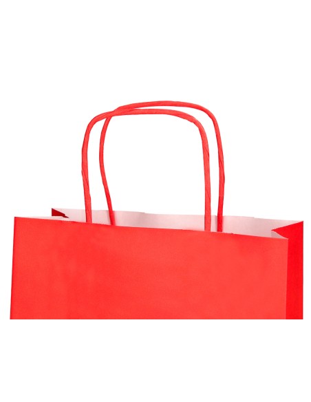 Bolsa papel q connect celulosa rojo xs con asa retorcida 180x240x80 mm