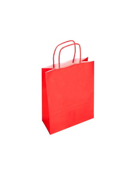 Bolsa papel q connect celulosa rojo xs con asa retorcida 180x240x80 mm