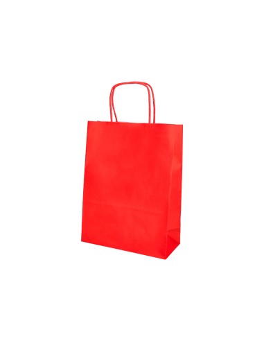 Bolsa papel q connect celulosa rojo xs con asa retorcida 180x240x80 mm