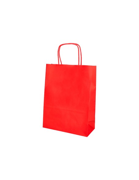 Bolsa papel q connect celulosa rojo xs con asa retorcida 180x240x80 mm
