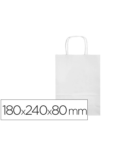 Bolsa papel q connect celulosa blanco xs con asa retorcida 180x240x80 mm