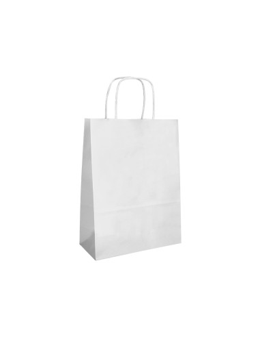 Bolsa papel q connect celulosa blanco xs con asa retorcida 180x240x80 mm