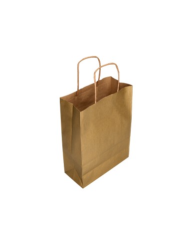 Bolsa papel q connect kraft oro xs con asa retorcida 180x240x80 mm