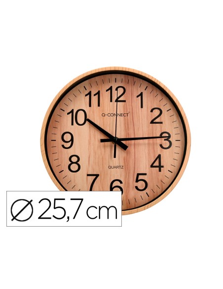 Reloj q connect de pared de plastico redondo 257 cm movimiento silencioso color madera natural