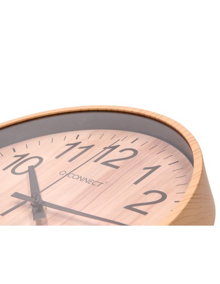 Reloj q connect de pared de plastico redondo 257 cm movimiento silencioso color madera natural