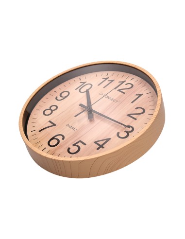 Reloj q connect de pared de plastico redondo 257 cm movimiento silencioso color madera natural