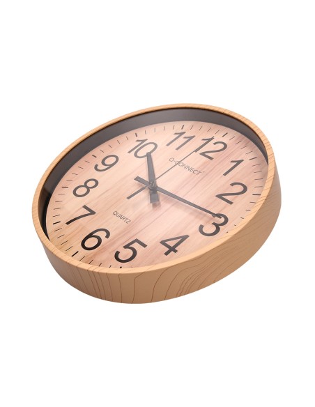 Reloj q connect de pared de plastico redondo 257 cm movimiento silencioso color madera natural