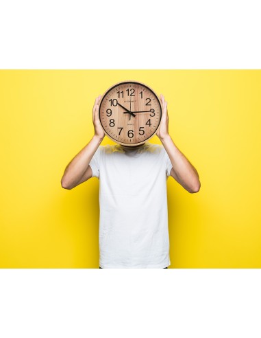 Reloj q connect de pared de plastico redondo 257 cm movimiento silencioso color madera natural