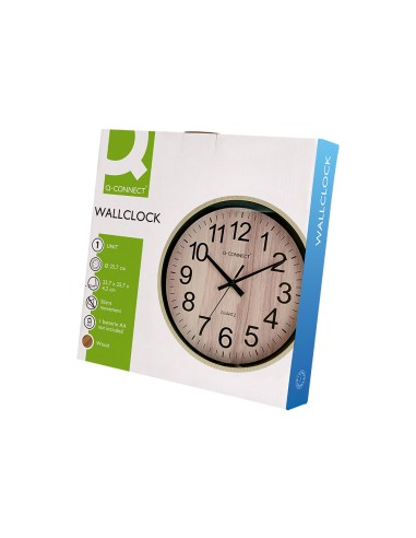 Reloj q connect de pared de plastico redondo 257 cm movimiento silencioso color madera natural