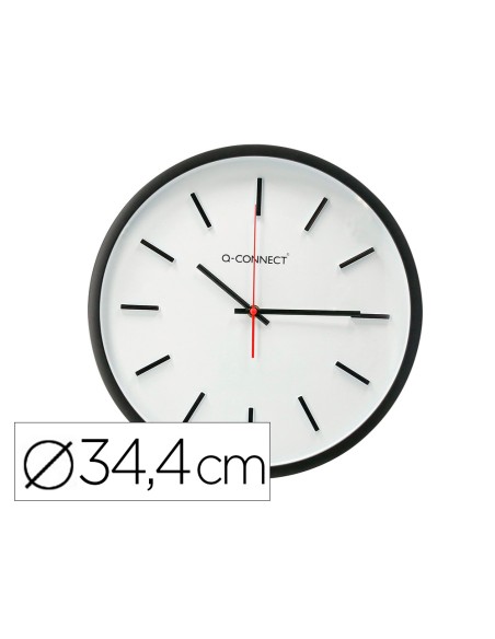 Reloj q connect de pared de plastico redondo 344 cm movimiento silencioso color negro