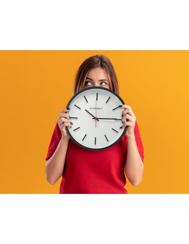 Reloj q connect de pared de plastico redondo 344 cm movimiento silencioso color negro