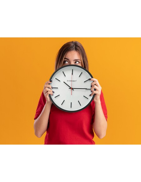 Reloj q connect de pared de plastico redondo 344 cm movimiento silencioso color negro
