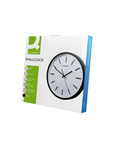 Reloj q connect de pared de plastico redondo 344 cm movimiento silencioso color negro