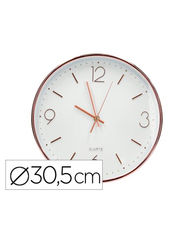 Reloj q connect de pared metalico redondo 305 cm movimiento silencioso color rosa dorado