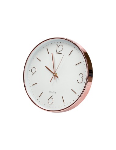 Reloj q connect de pared metalico redondo 305 cm movimiento silencioso color rosa dorado