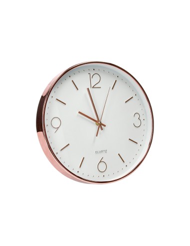 Reloj q connect de pared metalico redondo 305 cm movimiento silencioso color rosa dorado