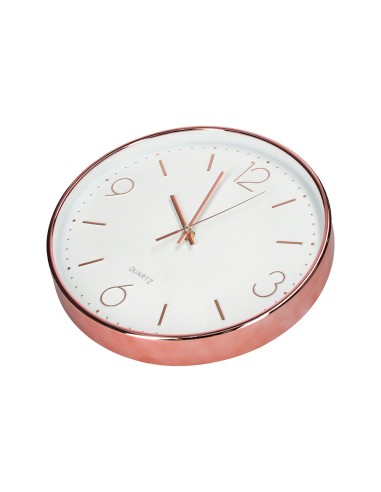 Reloj q connect de pared metalico redondo 305 cm movimiento silencioso color rosa dorado