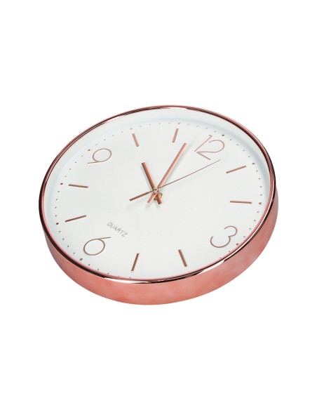 Reloj q connect de pared metalico redondo 305 cm movimiento silencioso color rosa dorado