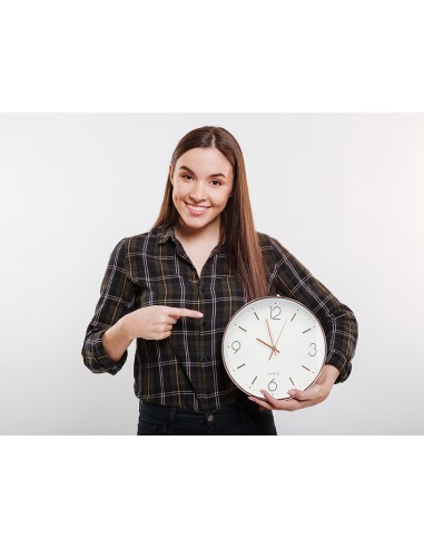 Reloj q connect de pared metalico redondo 305 cm movimiento silencioso color rosa dorado