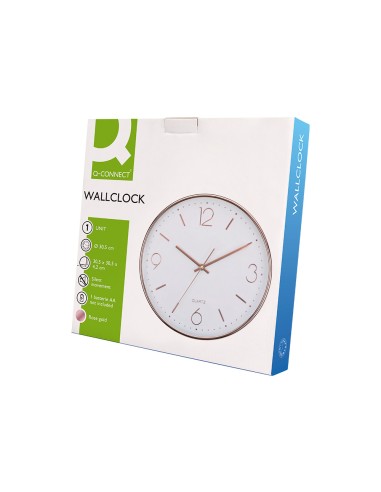 Reloj q connect de pared metalico redondo 305 cm movimiento silencioso color rosa dorado