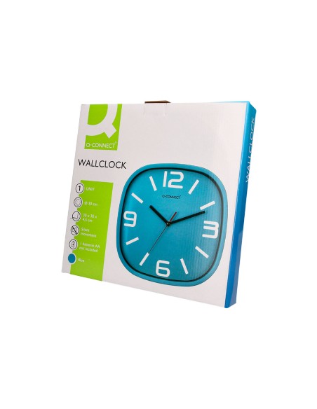 Reloj q connect de pared de plastico redondo 30 cm movimiento silencioso color azul