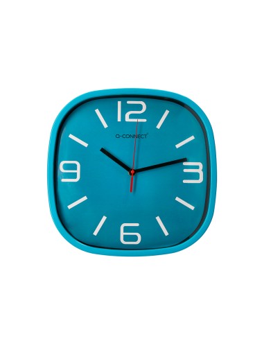 Reloj q connect de pared de plastico redondo 30 cm movimiento silencioso color azul