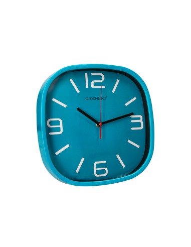 Reloj q connect de pared de plastico redondo 30 cm movimiento silencioso color azul