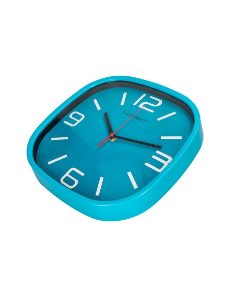 Reloj q connect de pared de plastico redondo 30 cm movimiento silencioso color azul