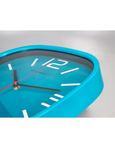 Reloj q connect de pared de plastico redondo 30 cm movimiento silencioso color azul