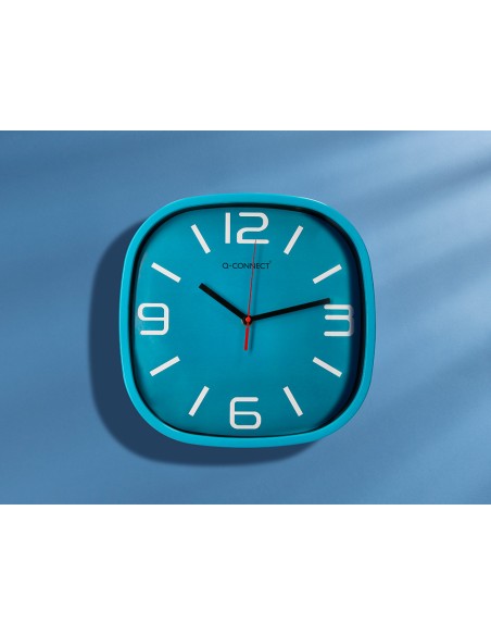 Reloj q connect de pared de plastico redondo 30 cm movimiento silencioso color azul