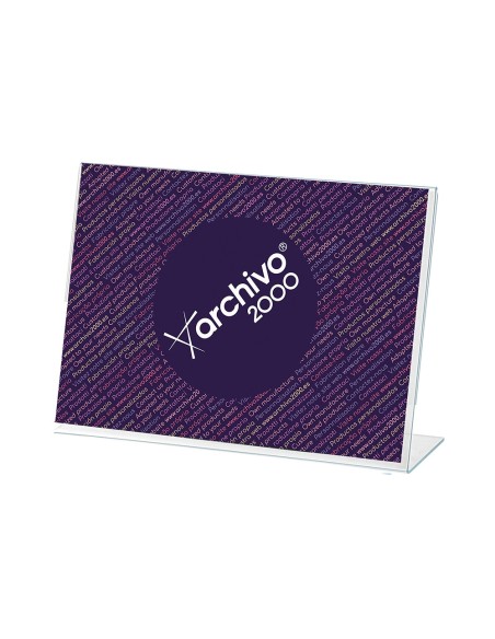 Expositor sobremesa archivo 2000 con forma l poliestireno transparente din a4 horizontal doble cara