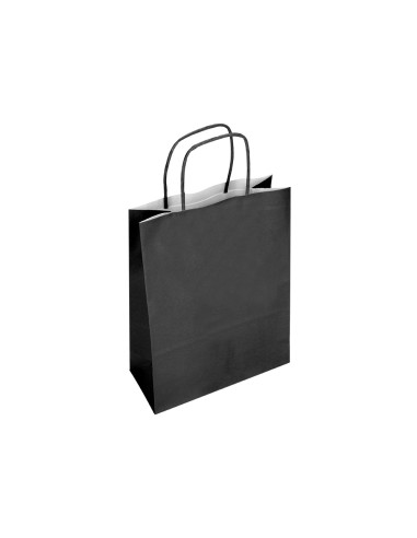 Bolsa papel q connect celulosa negro s con asa retorcida 240x320x10 mm