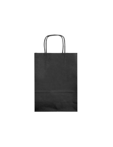 Bolsa papel q connect celulosa negro s con asa retorcida 240x320x10 mm