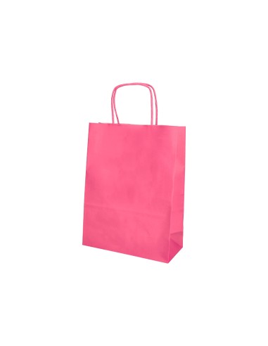 Bolsa papel q connect celulosa rosa xs con asa retorcida 180x240x80 mm