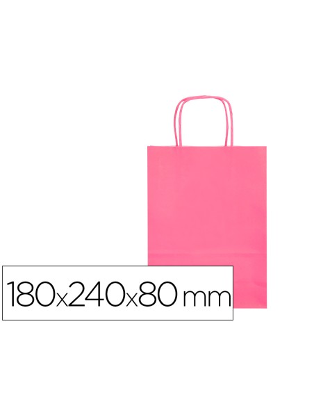Bolsa papel q connect celulosa rosa xs con asa retorcida 180x240x80 mm