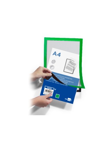 Marco porta anuncios liderpapel magnetico din a4 dorso adhesivo removible color verde