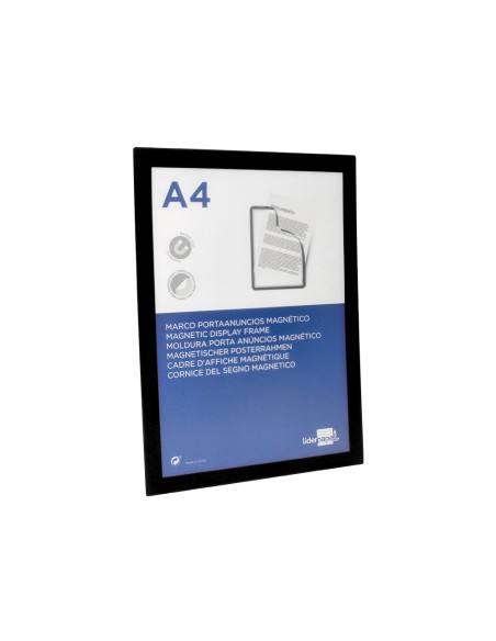 Marco porta anuncios liderpapel magnetico din a4 dorso adhesivo removible color negro