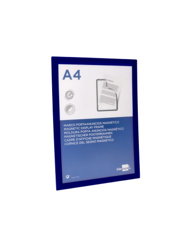 Marco porta anuncios liderpapel magnetico din a4 dorso adhesivo removible color azul