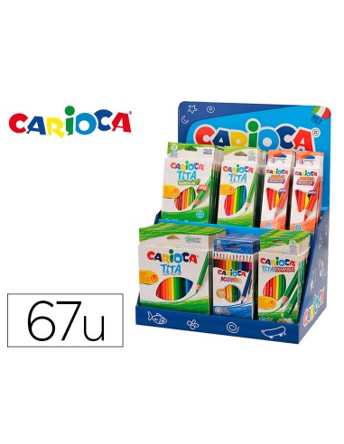 Lapices de colores carioca expositor de sobremesa con 67 unidades surtidas