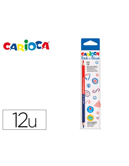 Lapices bicolor carioca rojo azul caja de 12 unidades